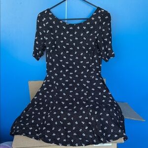 H&M Black Dress with White Floral Design